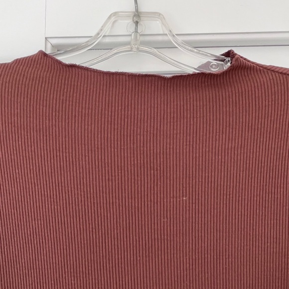 Naked Wardrobe Chocolate Brown Fine Ribbed Stretchy Bodysuit with Snaps - Picture 6 of 8